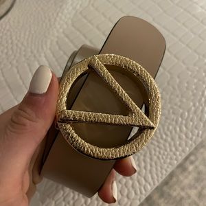 Valentino gold shiny buckle brown tan women’s belt